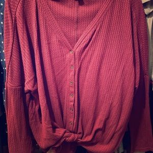 Tie front button down shirt